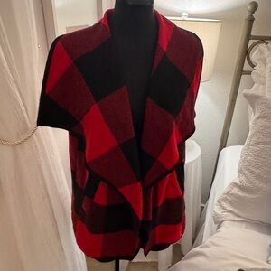 Plaid Red and Black Women's Vest